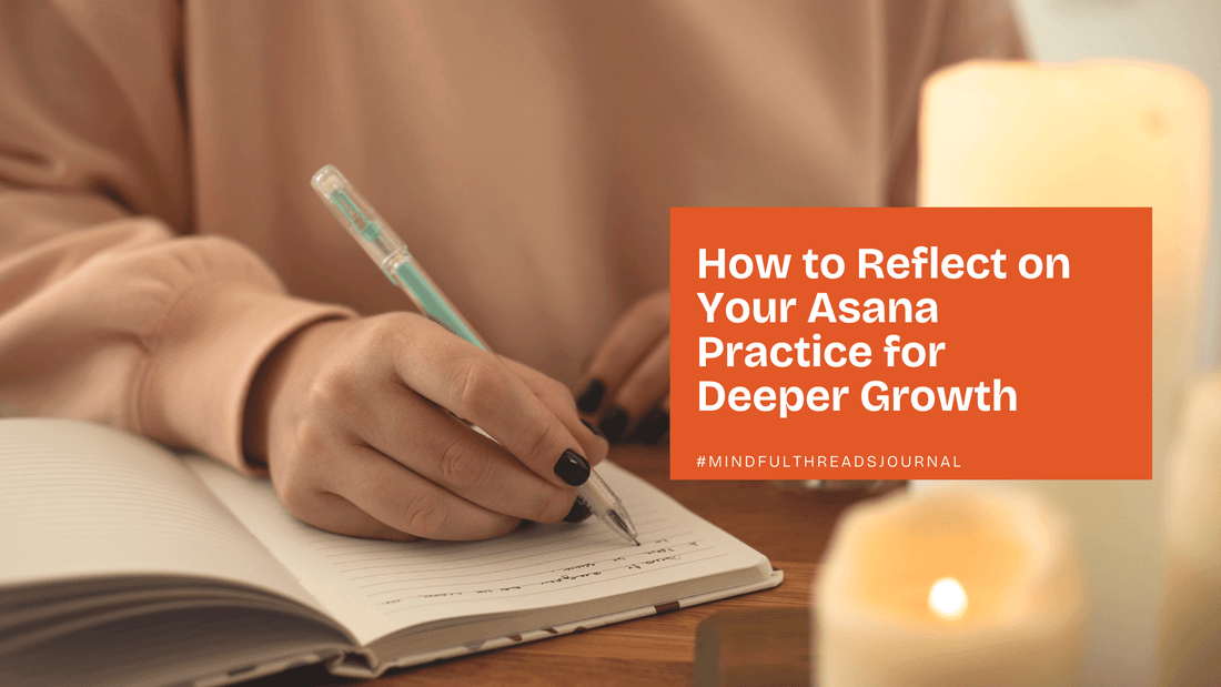 Person writing in a journal with candles, reflecting on their asana practice for personal growth and deeper understanding.