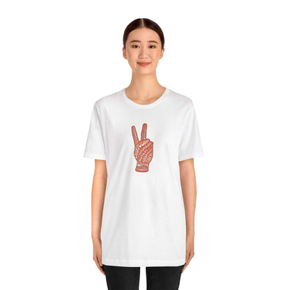 Unisex T-Shirt with yoga yamas and niyamas design, worn by model, ideal for yoga and casual wear, made from breathable cotton