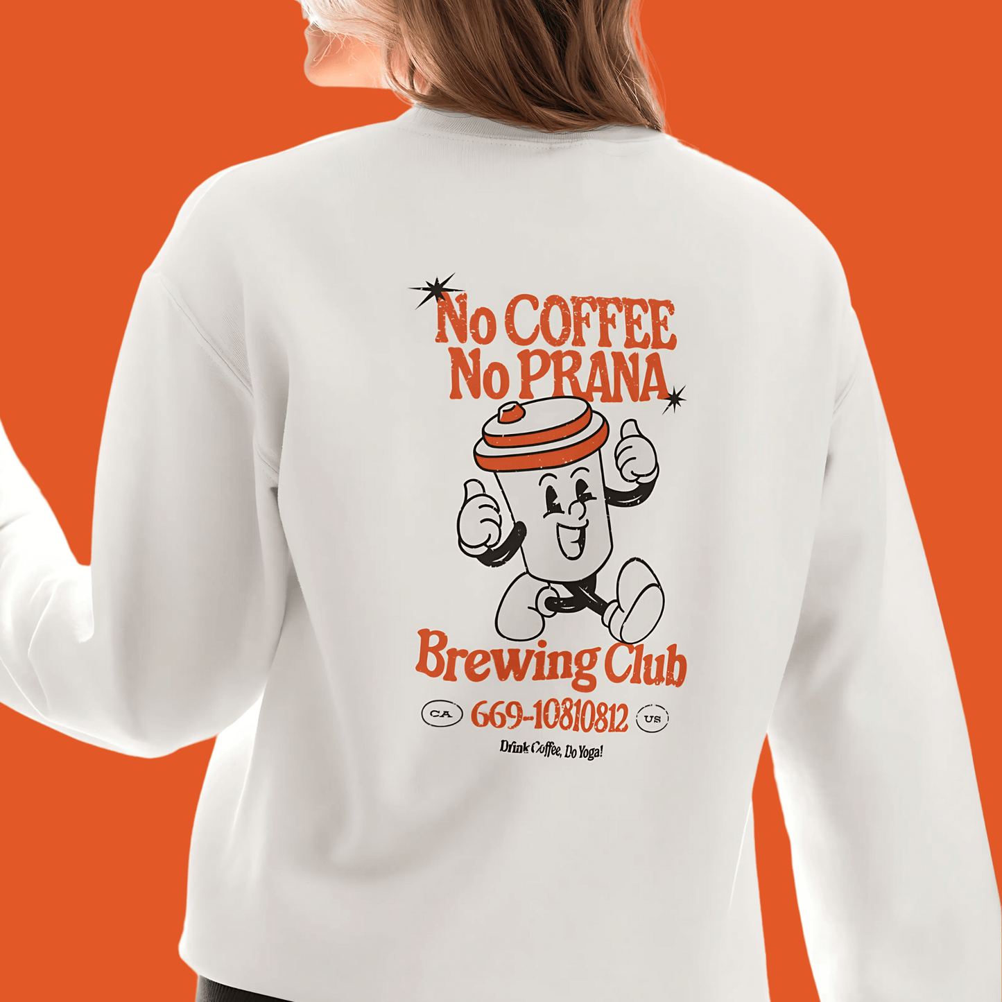 Unisex Prana Brewing Club Sweatshirt with coffee-themed design, perfect for yoga and coffee lovers seeking comfort and style.